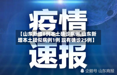 【山东新增8例本土确诊病例,山东新增本土疑似病例1例 现有确诊25例】