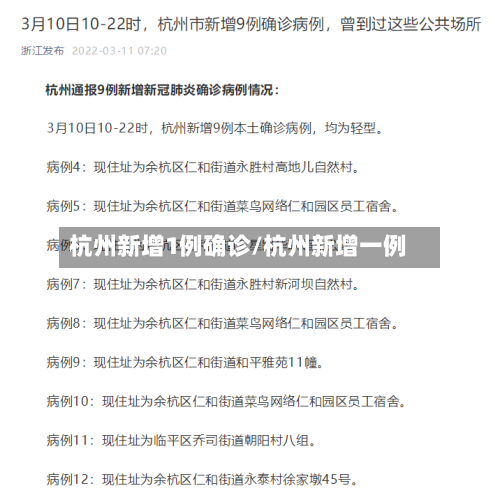 杭州新增1例确诊/杭州新增一例