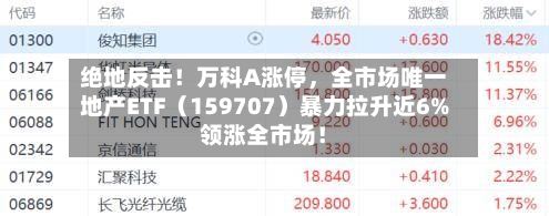 绝地反击！万科A涨停，全市场唯一地产ETF（159707）暴力拉升近6%领涨全市场！