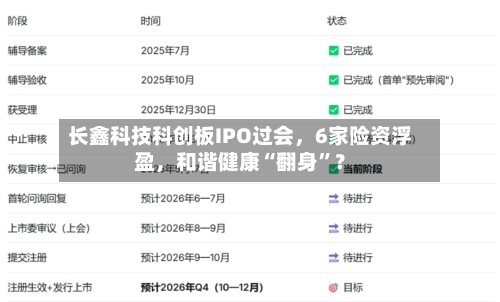 长鑫科技科创板IPO过会，6家险资浮盈	，和谐健康“翻身	”？-第2张图片