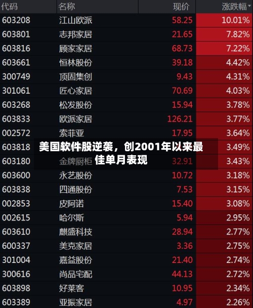 美国软件股逆袭，创2001年以来最佳单月表现-第3张图片