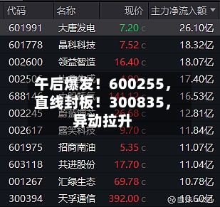 午后爆发！600255	，直线封板！300835，异动拉升-第2张图片